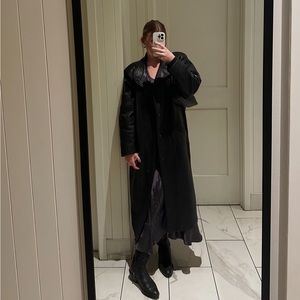 VINTAGE REAL BLACK LEATHER TRENCH